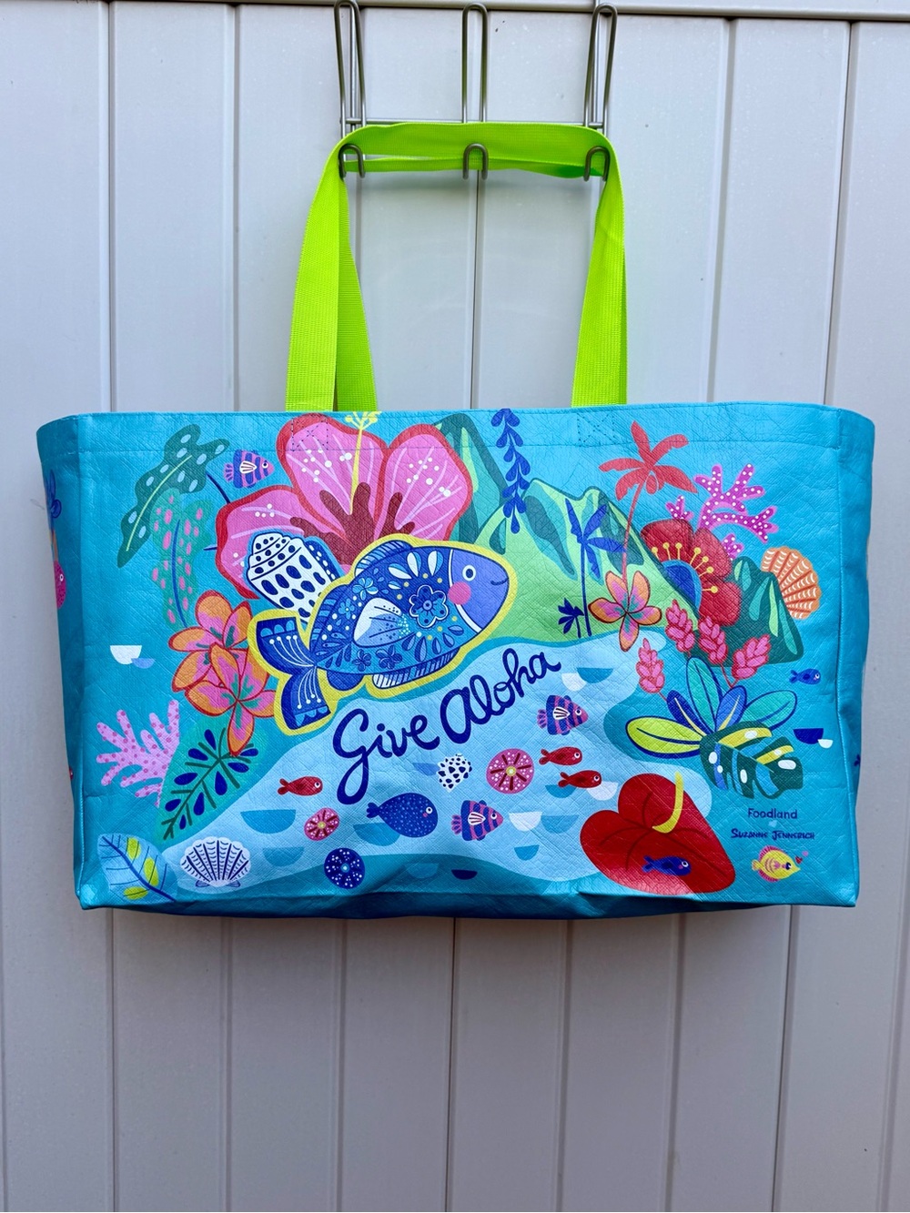NWT Foodland Hawaii Give Aloha Suzanne Jennerich Jumbo XL Eco Babs Bag Tote Art